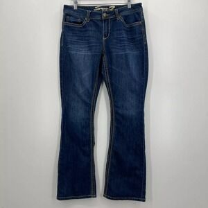 Seven7‎ Jeans Women's Size 12 Blue Boot Cut Mid Rise Thick Stitch Y2K